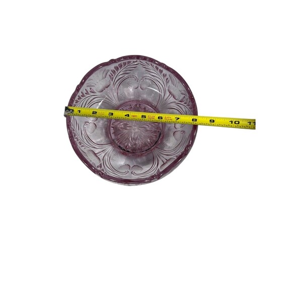 Vintage Mosser Inverted Thistle Rose Pink Footed 8” Round Serving Bowl MCM - Picture 8 of 10